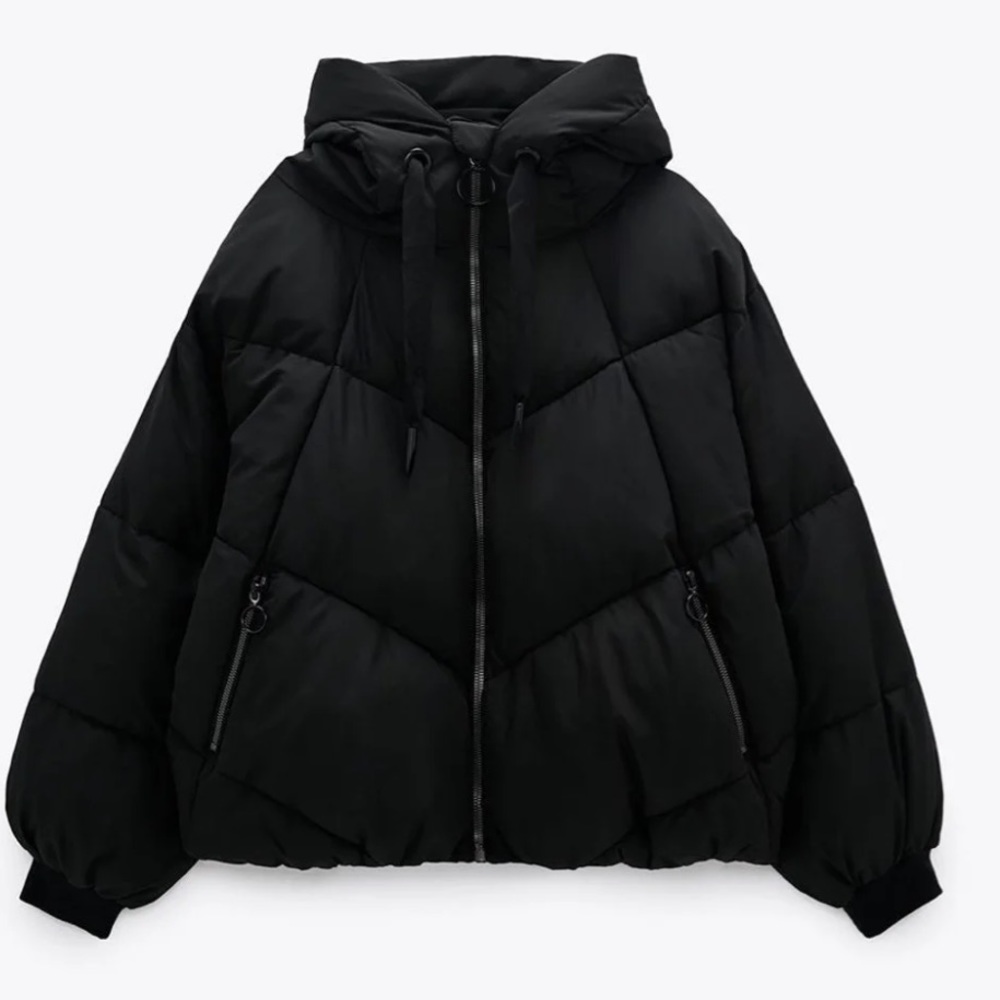 ZARA Black Repellant Puffer Jacket  XS NWT!